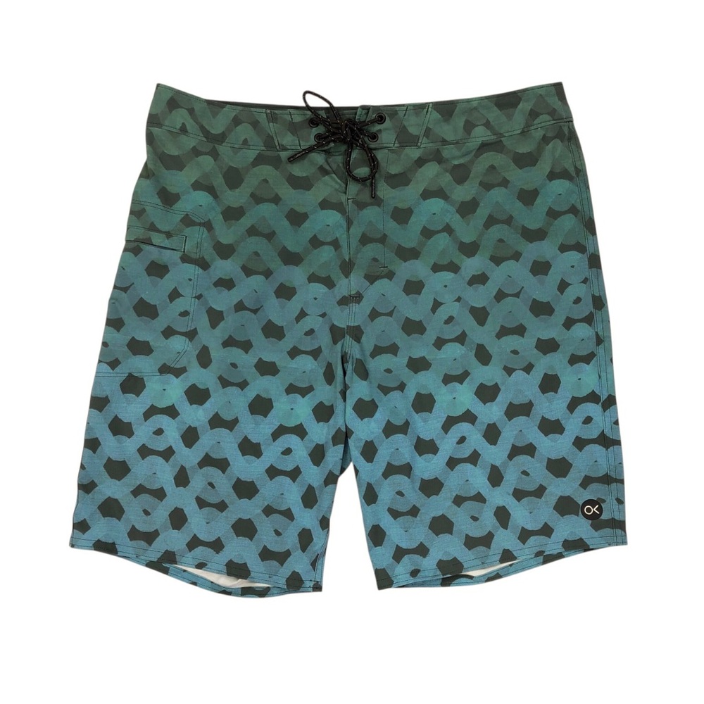 Outerknown Board Shorts Men's 32 Blue Green Gradiant 9" Inseam Surf Swim